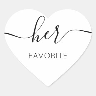 Her Favourite Сalligraphic Favour Gift Heart Sticker