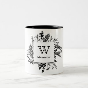 Her Favourite Black and White Monogram Mug