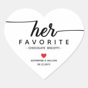 Her Favourite Custom Wedding Snack favour Heart Sticker