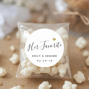 Her Favourite DIY Wedding Favour Classic Round Sticker