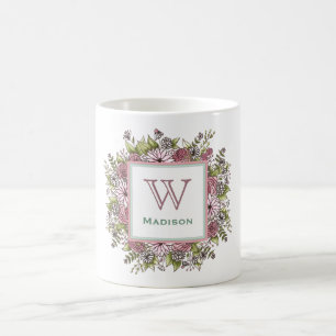Her Favourite Floral Rose Monogram Mug