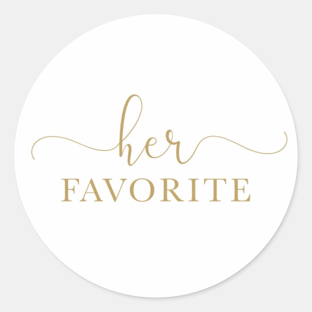 Her Favourite Gold Wedding Favour Sticker (Front)