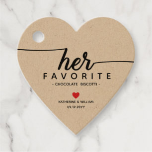 Her favourite Kraft heart shaped wedding snack Favour Tags
