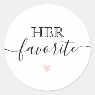 Her Favourite Modern Calligraphy Favour Classic Round Sticker