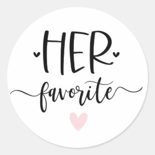 Her Favourite Modern Calligraphy Favour Classic Round Sticker