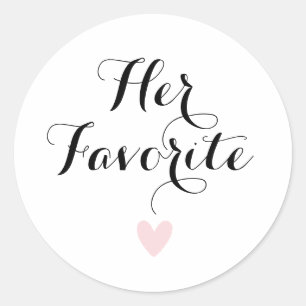 Her Favourite Modern Calligraphy Favour Classic Round Sticker