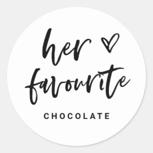 Her Favourite   Modern Casual Script and Heart Classic Round Sticker