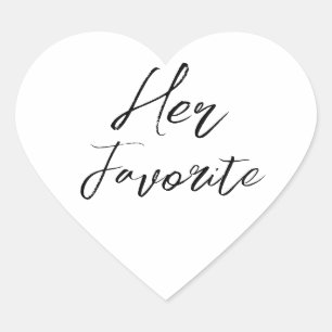 Her Favourite Modern Script Wedding Favour Heart Sticker