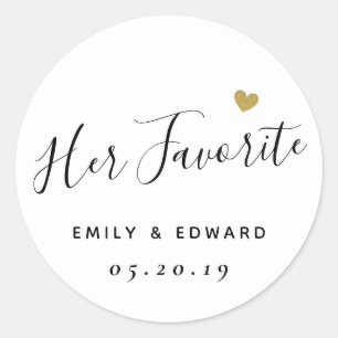 Her Favourite Personalised Wedding Favour Classic Round Sticker