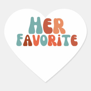 Her Favourite Retro Groovy Colourful Wedding Favou Heart Sticker