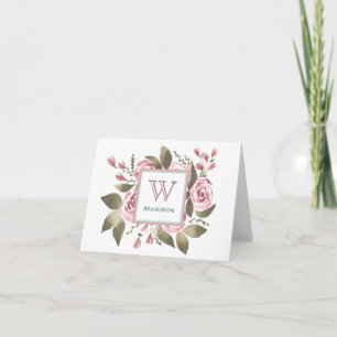 Her Favourite Rose Monogram Notecard