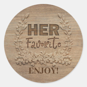 Her Favourite Rustic Wedding Favour Classic Round Sticker