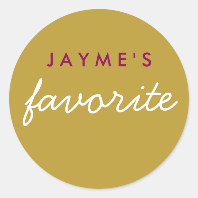 "Her" Favourite Snack Magenta Gold Classic Round Sticker (Front)