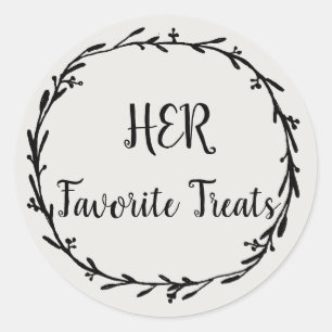 Her Favourite Treats in Wreath Bride Wedding Snack Classic Round Sticker