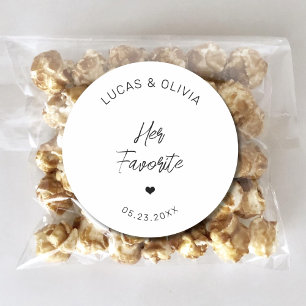 Her Favourite Trendy Wedding Candy Favour Custom Classic Round Sticker
