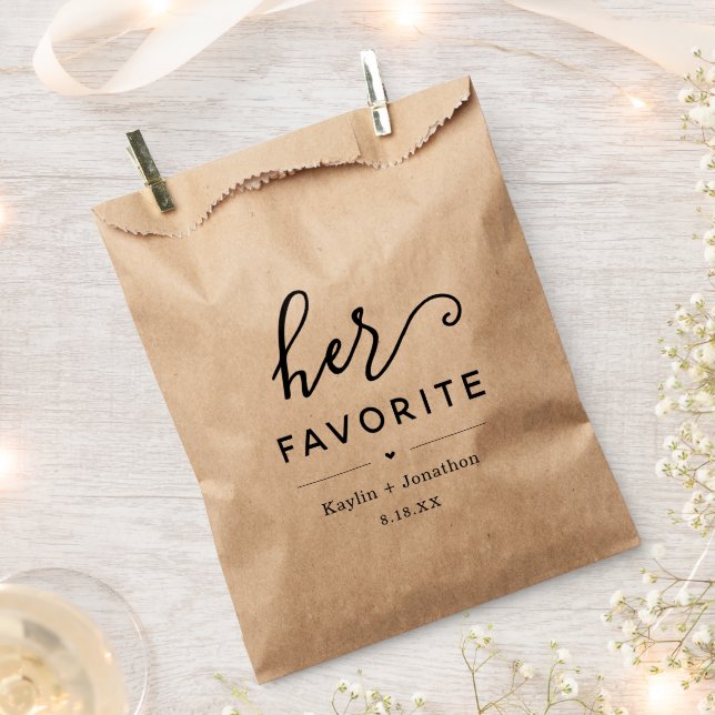 "Her Favourite" Wedding Bridal Shower Engagement Favour Bags (Clipped)