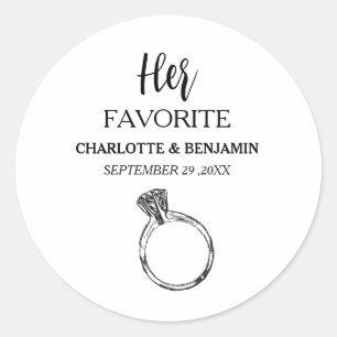 Her Favourite Wedding  Favour Classic Round Sticker