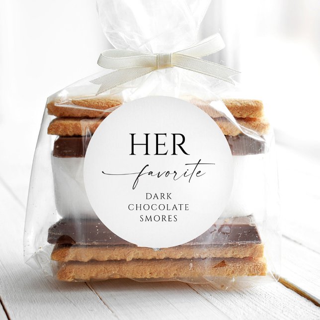 Her Favourite Wedding Favour Editable Round Sticke Classic Round Sticker (Creator Uploaded)