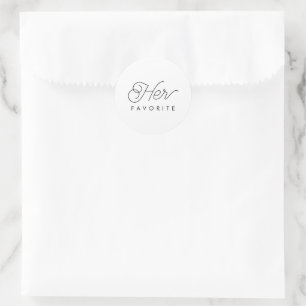 Her Favourite Wedding Favour Modern Calligraphy Classic Round Sticker