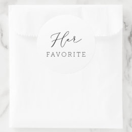 Her Favourite Wedding Favour Script Calligraphy  Classic Round Sticker