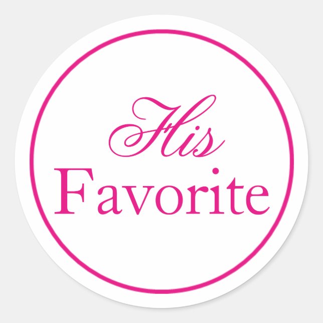 "Her Favourite" Wedding Favour Sticker - Pink (Front)
