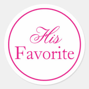 "Her Favourite" Wedding Favour Sticker - Pink