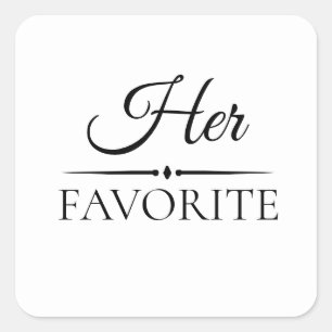 "Her Favourite" Wedding Favour Treat Square Sticker
