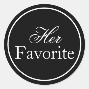 "Her Favourite" Wedding Sticker Black and White