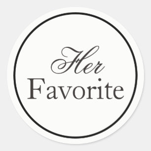 "Her Favourite" Wedding Sticker Black and White