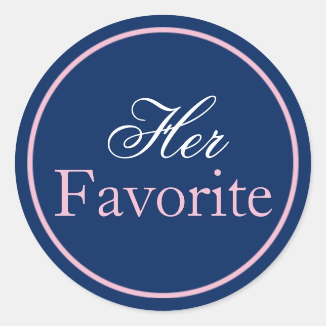 "Her Favourite" Wedding Sticker Blush Pink/Navy (Front)