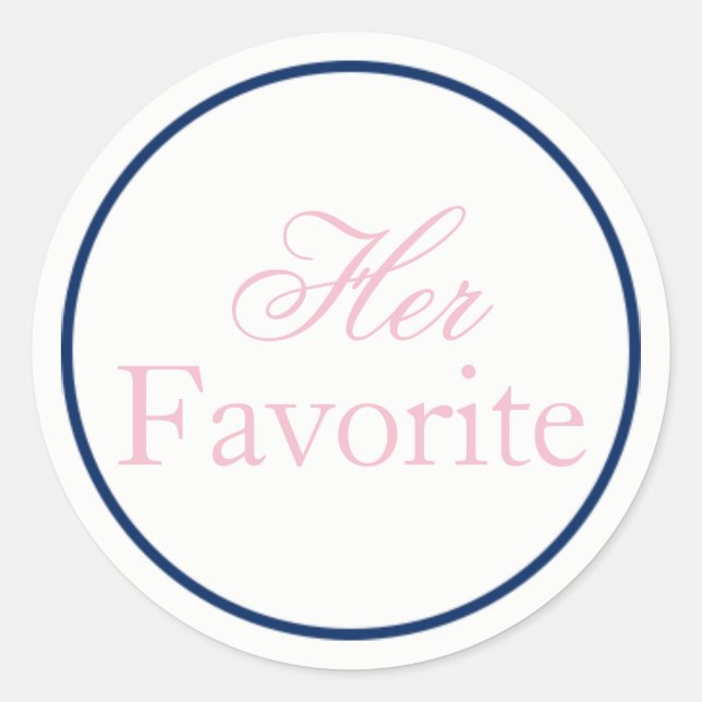 "Her Favourite" Wedding Sticker Blush Pink/Navy (Front)