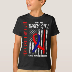 Her Fight Baby Girl Chd Awareness American Flag Gr T-Shirt