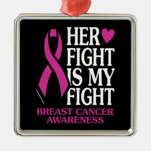 Her Fight...Breast Cancer Metal Tree Decoration