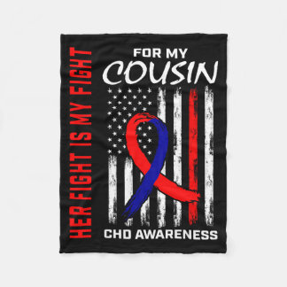 Her Fight Cousin Chd Awareness American Flag Graph Fleece Blanket