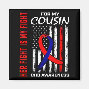 Her Fight Cousin Chd Awareness American Flag Graph Magnet