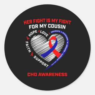 Her Fight Cousin Chd Awareness Heart Disease Graph Classic Round Sticker