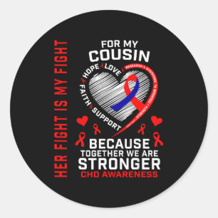 Her Fight Cousin Chd Awareness Heart Disease Graph Classic Round Sticker
