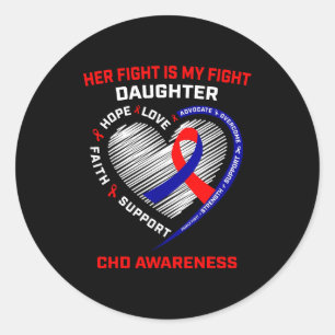 Her Fight Daughter Chd Awareness Heart Disease Gra Classic Round Sticker