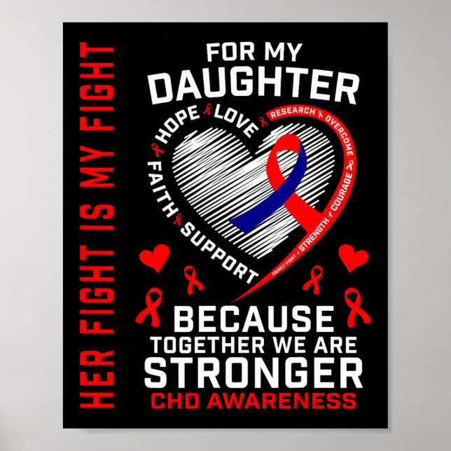 Her Fight Daughter Chd Awareness Heart Disease Gra Poster (Front)