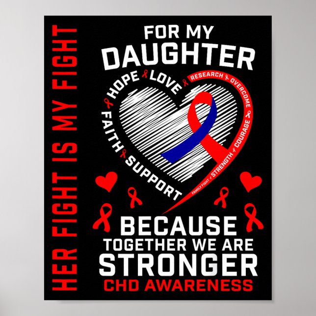 Her Fight Daughter Chd Awareness Heart Disease Gra Poster (Front)