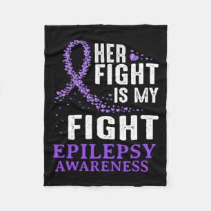 Her Fight Epilepsy Awareness Purple Ribbon Epilept Fleece Blanket
