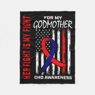 Her Fight Godmother Chd Awareness American Usa Fla Fleece Blanket