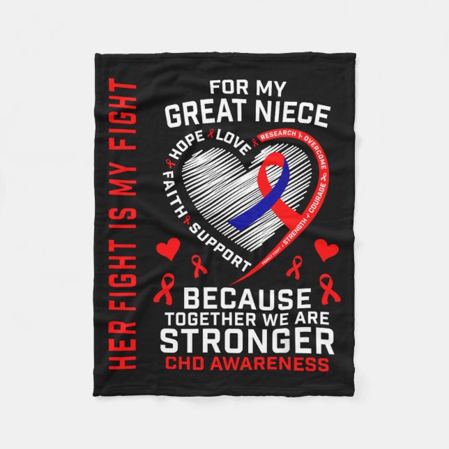 Her Fight Great Niece Chd Awareness Heart Disease  Fleece Blanket (Front)