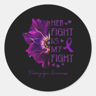 Her Fight Is My Fight Anemone Flower Fibromyalgia Classic Round Sticker