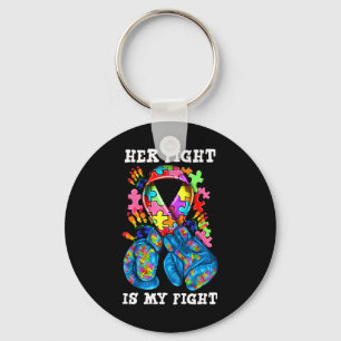 Her Fight Is My Fight Autism Awareness Boxing Glov Key Ring