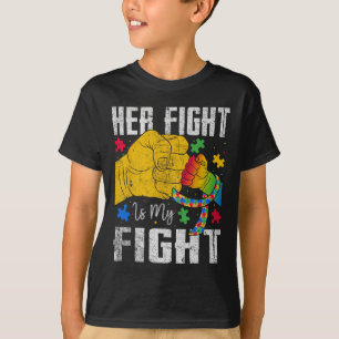 Her Fight Is My Fight Autism Awareness Ribbon Puzz T-Shirt