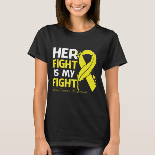 Her Fight Is My Fight BONE CANCER AWARENESS Feathe T-Shirt