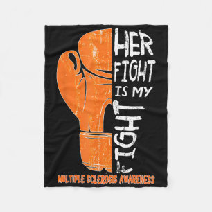 Her Fight Is My Fight Boxing Glove Ms Awareness Fleece Blanket
