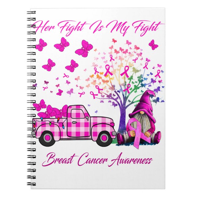 Her Fight Is My Fight Breast Cancer tree Notebook (Front)