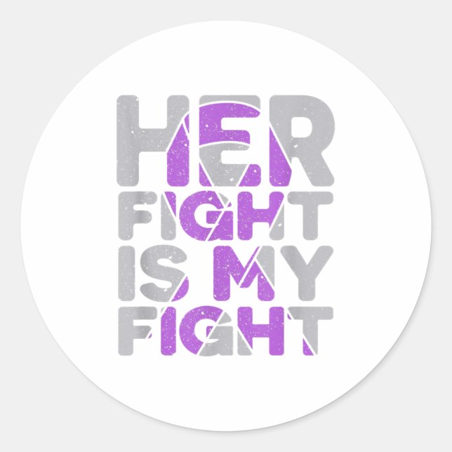 Her Fight is My Fight Chrons Disease Ribbon Classic Round Sticker (Front)